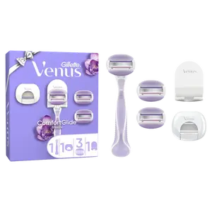 GILLETTE VENUS ComfortGlide Breeze Xmas dárková sada - holicí strojek, 3 holicí hlavice, kryt čepele, sprchový věšák