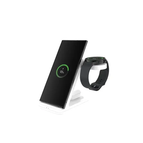 Stojánek FIXED Powerstation pro Samsung s bezdrátovým nabíjením až pro 3 zařízení, 15W+5W+2.5W, bílá