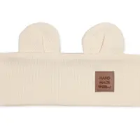 Baby Nellys Čelenka Teddy s oušky pro děti Hand Made - krémová 6-12m