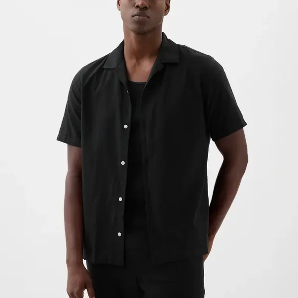 GAP Lněná košile s krátkým rukávem - Pánské