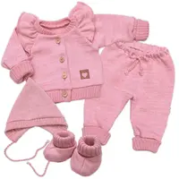 Rastúca pletená sada 4D Girl s volánikom Love, ružová