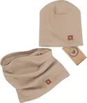 Z&Z Dvojvrstvová rebrovaná čiapočka + nákrčník, béžová,veľ. 80/86