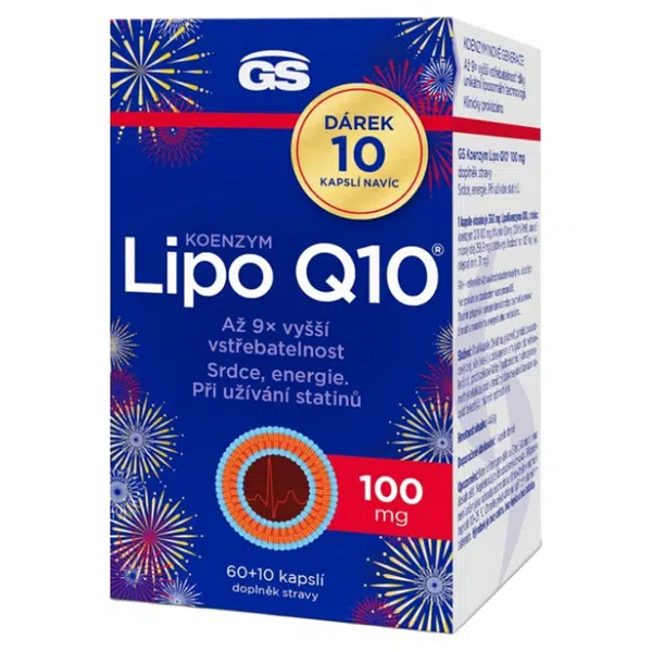 GS Koenzym lipo Q10 100 mg 60 + 10 kapslí NAVÍC