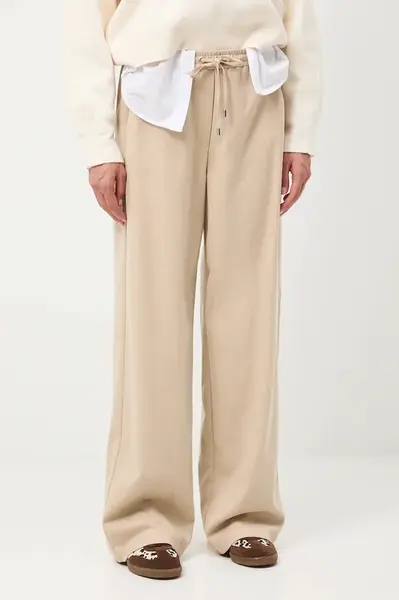 Kalhoty Medicine dámské, béžová barva, široké, medium waist