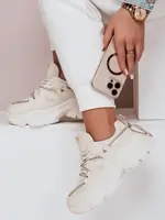 Dámske béžové tenisky na hrubej podrážke