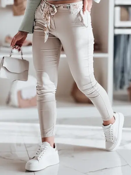 Dámske chinos nohavice ROSSALI s pásom, béžové