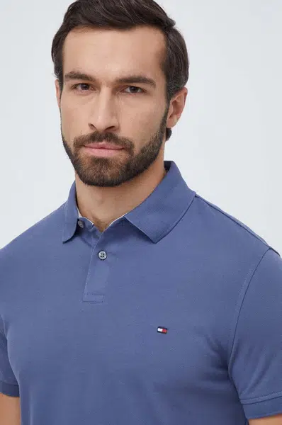 Polo tričko Tommy Hilfiger pánske, modrá farba, vzorované, MW0MW17770
