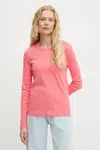 Bavlnené tričko s dlhým rukávom United Colors of Benetton ružová farba, 3GA2E16F9
