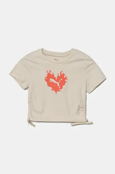 Detské bavlnené tričko Puma FLAMING LOVE Knotted Tee