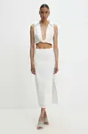 Ľanový komplet Answear.LAB biela farba