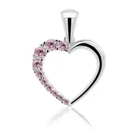 Brilio Silver Romantický stříbrný přívěsek s růžovými zirkony PT42WP