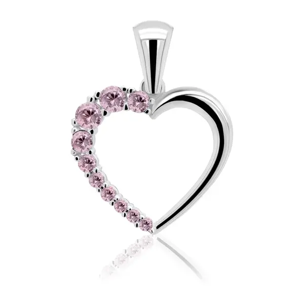 Brilio Silver Romantický stříbrný přívěsek s růžovými zirkony PT42WP