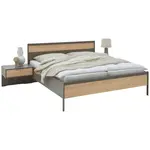 Dieter Knoll POSTEL S NOČNÍMI STOLKY, 180/200 cm, barvy dubu, barvy břidlice