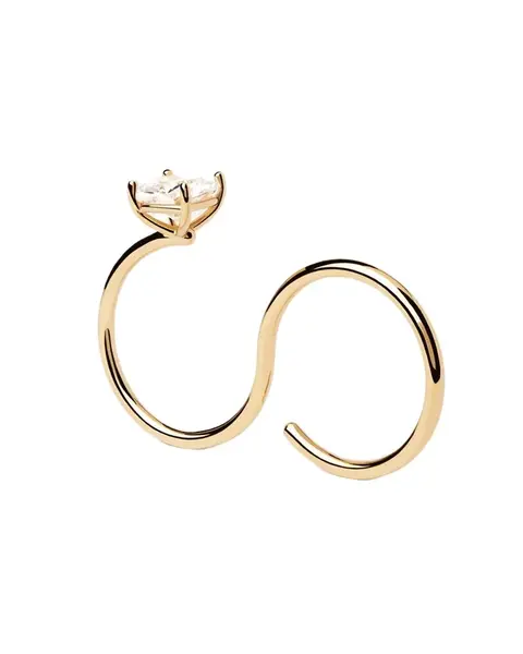 PDPAOLA Módní dvojitý pozlacený prsten se zirkonem Sofia AN01-A27 54 mm