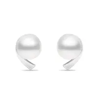 Brilio Silver Minimalistické stříbrné náušnice s pravými perlami EA595W