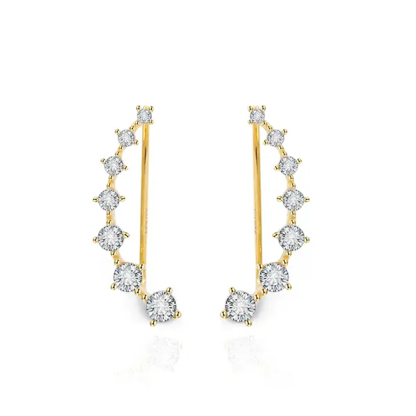Beneto Pozlacené podélné náušnice s čirými zirkony AGU2712-G