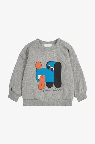 Dětská bavlněná mikina Bobo Choses Doggy Mate šedá barva, vzorovaná, 225AB049