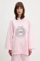 Bavlněná mikina Rotate dámská, růžová barva, s aplikací, 114425191