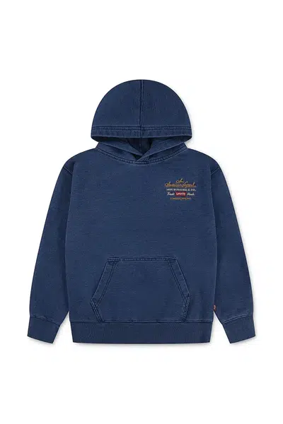 Dětská mikina Levi's LENGENDARY HOODIE tmavomodrá barva, s kapucí, hladká, 9EN746