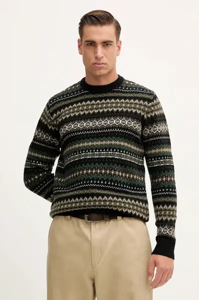 Vlněný svetr Barbour pánský, černá barva, MKN1027