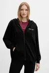 Bavlněná mikina Armani Exchange dámská, černá barva, s kapucí, hladká, XW001452 AF10830