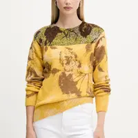 Svetr z vlněné směsi Desigual ADAK dámský, žlutá barva, 25WWJF30