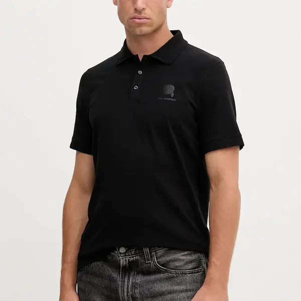 Polo tričko Karl Lagerfeld pánské, černá barva, 554221.745015