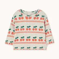 Dětské bavlněné tričko s dlouhým rukávem Tinycottons CHERRY PATTERN RIB BABY TEE bílá barva, AW25-221
