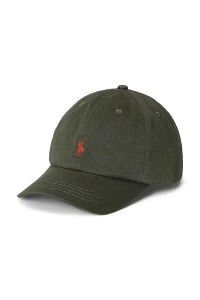 Bavlněná baseballová čepice Polo Ralph Lauren zelená barva, 323785653073
