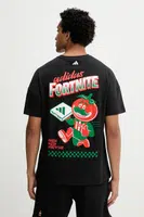Bavlněné tričko adidas Fortnite pánské, černá barva, s aplikací, JV7964
