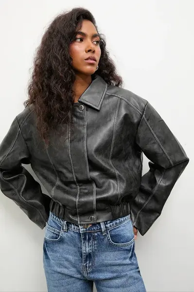 Bunda Answear.LAB šedá barva, přechodná, oversize