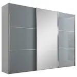 Moderano ŠATNÍ SKŘÍŇ SE ZRCADLEM, bílá, světle šedá, 280/222/68 cm