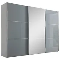 Moderano ŠATNÍ SKŘÍŇ SE ZRCADLEM, bílá, světle šedá, 280/222/68 cm