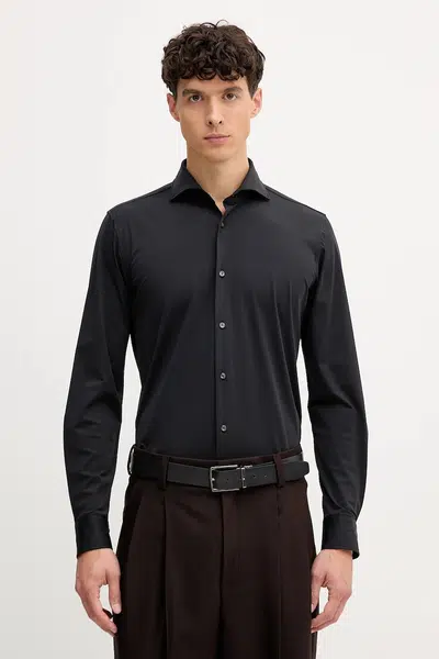 Košile Joop! pánská, černá barva, slim, s italským límcem, 30046080
