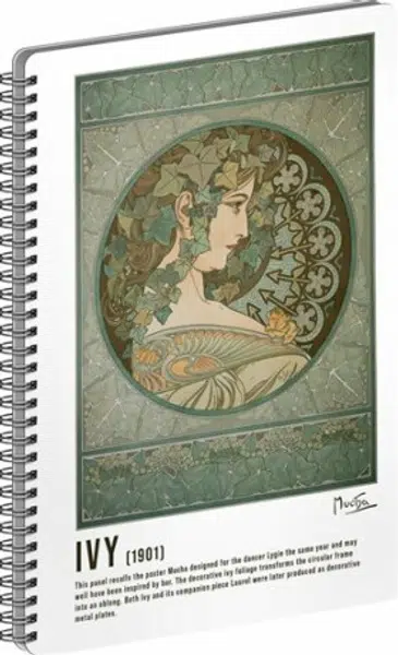 Spirálový blok Alfons Mucha - Ivy, linkovaný