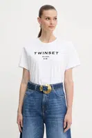 Bavlněné tričko Twinset dámské, bílá barva, 252TP2050