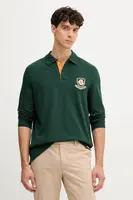 Bavlněné tričko s dlouhým rukávem Guess zelená barva, s aplikací, M5YP02 KCJV1