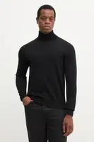 Vlněný svetr Emporio Armani pánský, černá barva, s golfem, 8N1M43 1M67Z