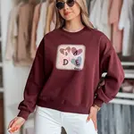 Bluza damske oversiz z sercami MADELIN bordowa Dstreet