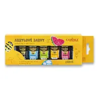 Akrylové barvy na kamínky Cadence Premium - sada 6 zářivých barev + akrylový lak