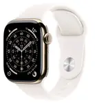 APPLE Watch 11 GPS + Cellular 42mm zlatý titan - světle ruměný sportovní řemínek - S/M