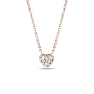 Diamantový přívěsek se srdcem v růžovém zlatě KLENOTA