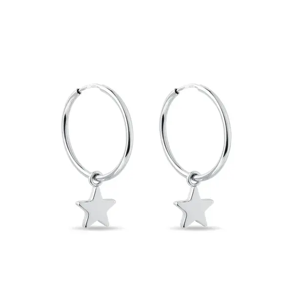 Náušnice kruhy s hvězdami z bílého zlata KLENOTA