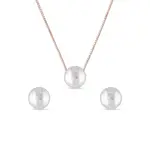 Perlová sada náušnic a náhrdelníku v růžovém zlatě KLENOTA