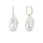 Náušnice kruhy s barokními perlami a diamanty ve zlatě KLENOTA