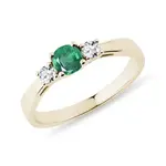 Smaragdový prsteň zo žltého zlata s diamantmi KLENOTA
