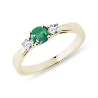 Smaragdový prsteň zo žltého zlata s diamantmi KLENOTA