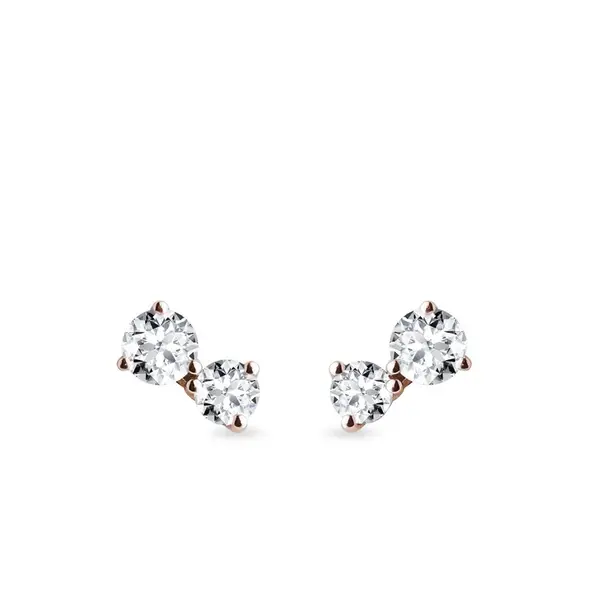 Moderné diamantové náušnice z ružového zlata KLENOTA