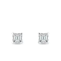Náušnice s asscher diamantom v bielom zlate KLENOTA