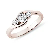 Prsteň z ružového zlata s tromi diamantmi KLENOTA